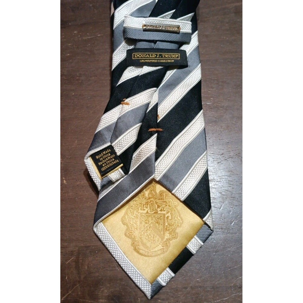 Donald Trump Tie-repp Silk-striped-black Silver White